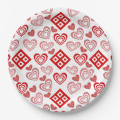 Valentijnsdag liefde roze, rood en wit papieren bordje (Voorkant)