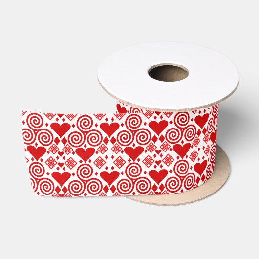 Valentijnsdag liefde roze, rood en wit satijnen lint (Spoel)