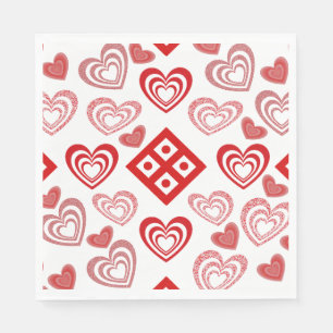 Valentijnsdag liefde roze, rood en wit servet