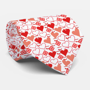Valentijnsdag liefde roze, rood en wit stropdas