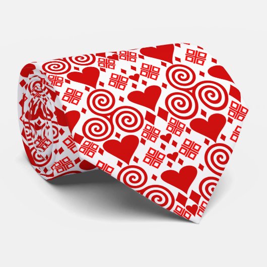 Valentijnsdag liefde roze, rood en wit stropdas (Opgerold)