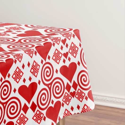 Valentijnsdag liefde roze, rood en wit tafelkleed (Voorbeeld)