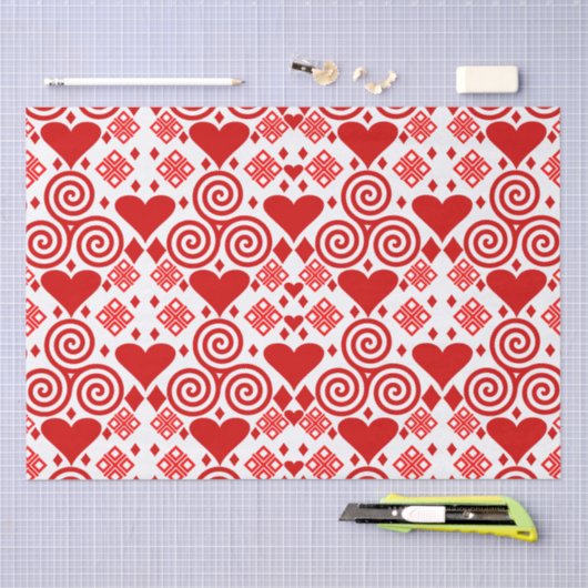 Valentijnsdag liefde roze, rood en wit tissuepapier (Craft)