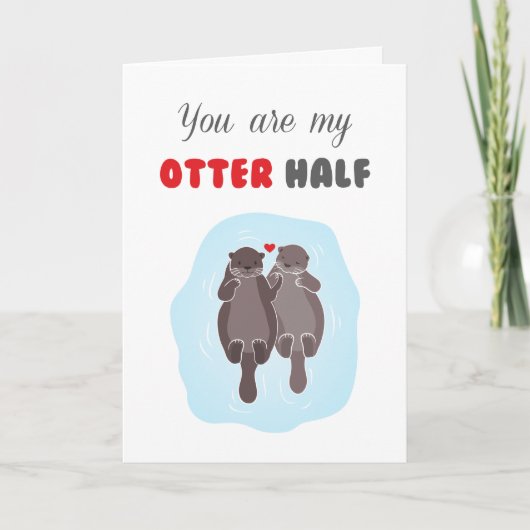 Valentijnsdag Liefde Schattig Romantieke Otter Hel Kaart (Voorkant)