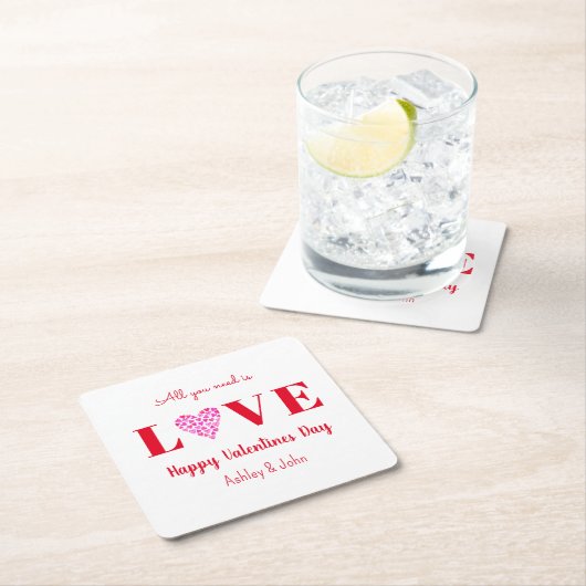 Valentijnsdag Liefde Script Rode Hart Kartonnen Onderzetters (Insitu)