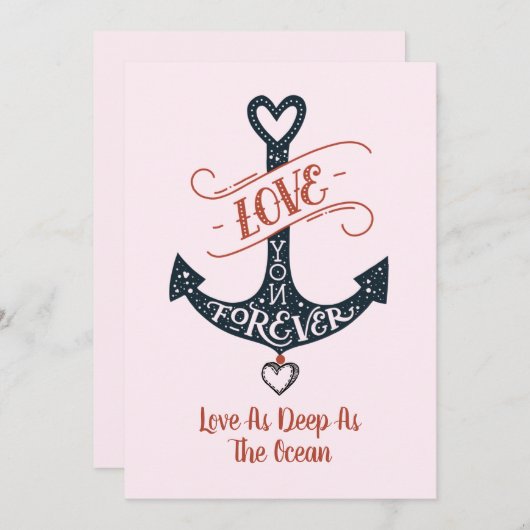 Valentijnsdag liefde zo diep als het anker van de feestdagenkaart (Voorkant / Achterkant)