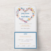 Valentijnsdag Liefdesbloemen Bloeiende Bruiloft All In One Uitnodiging (Binnen)