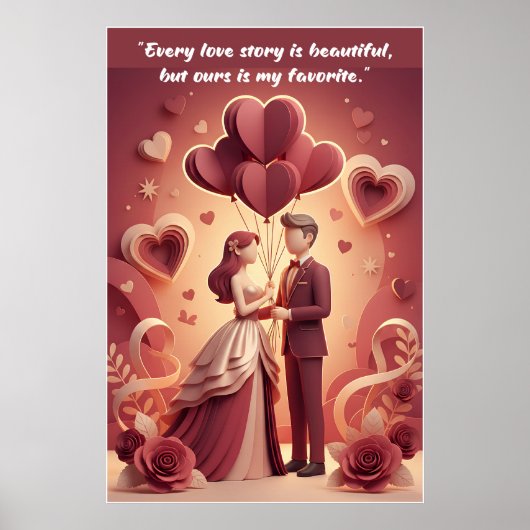 Valentijnsdag Liefdescitatieposter Poster (Voorkant)