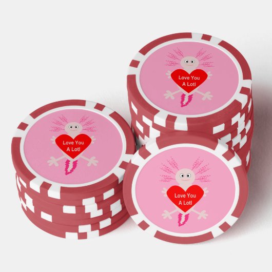 Valentijnsdag Liefdeshart Axolotl Poker Chips (Opstapeling)