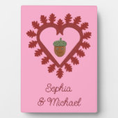 Valentijnsdag Liefdeshart Eikel Aangepaste Namen Fotoplaat (voorkant)