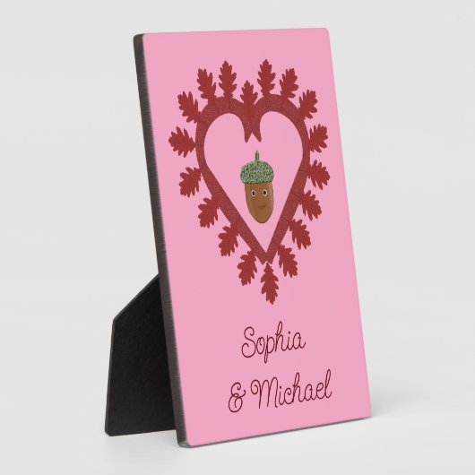 Valentijnsdag Liefdeshart Eikel Aangepaste Namen Fotoplaat (Zijkant)