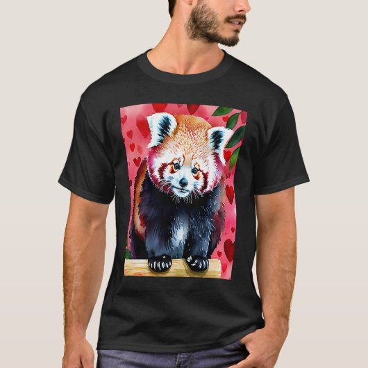 Valentijnsdag Liefdeshart Rode Panda Vriendin Fi T-shirt (Voorkant)