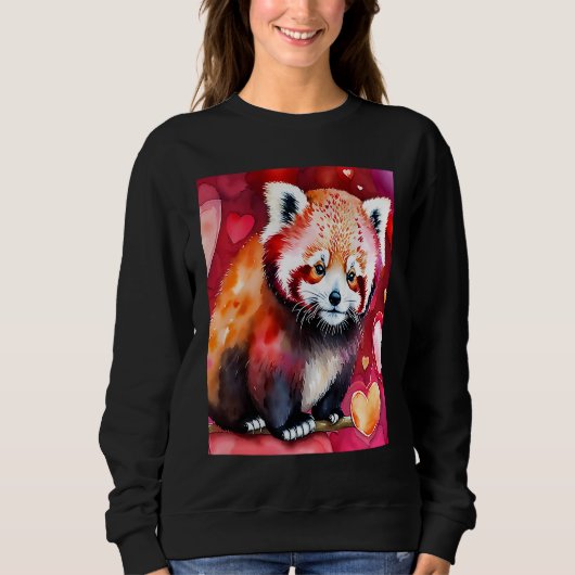 Valentijnsdag Liefdeshart Rode Panda Vriendin Trui (Voorkant)
