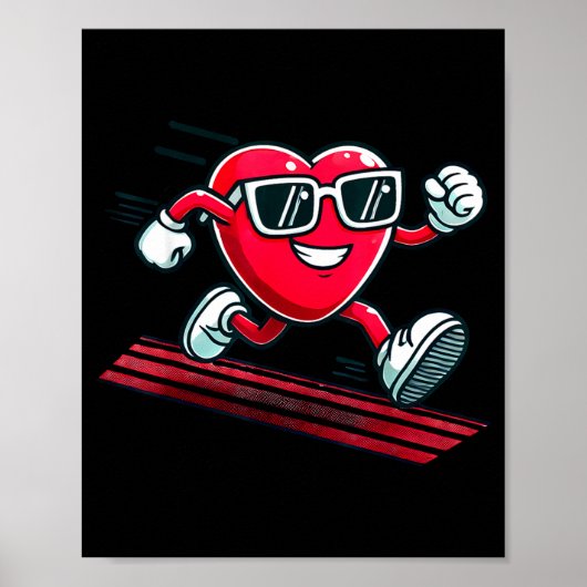 Valentijnsdag Liefdeshart Runner Track Hardlopen  Poster (Voorkant)