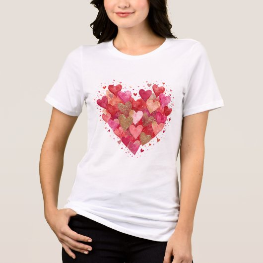 Valentijnsdag Liefdeshartjes Tri-Blend Shirt (Voorkant)