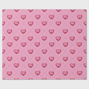 Valentijnsdag Liefdeshartjes. Zoete en Glanzende H Cadeaupapier