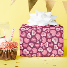 Valentijnsdag Liefdeshartjes. Zoete en Glanzende H Cadeaupapier