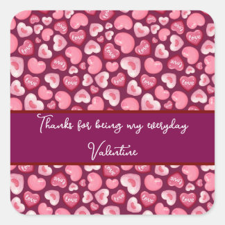 Valentijnsdag Liefdeshartjes. Zoete en Glanzende H Vierkante Sticker