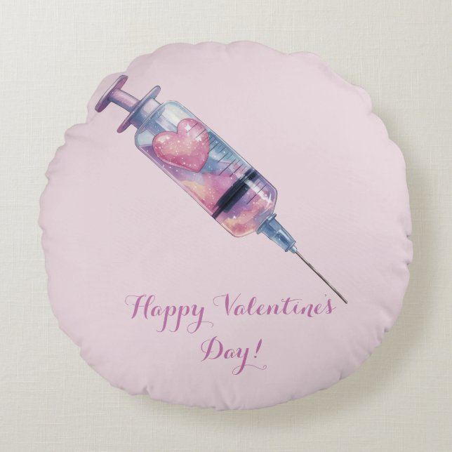 Valentijnsdag Liefdesinjectie Ontwerp Rond Kussen (Voorkant)