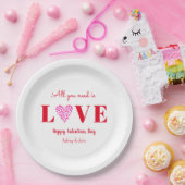 Valentijnsdag Liefdesscript Roze Wit  Papieren Bordje (Feest)