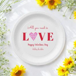 Valentijnsdag Liefdesscript Roze Wit Papieren Bordje