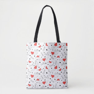Valentijnsdag liefdesvogel rood hart patroon tote bag