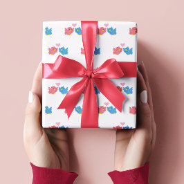 Valentijnsdag Liefdesvogels Patroon Inpakpapier