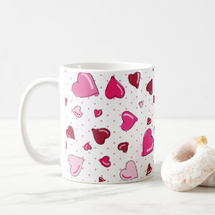 Valentijnsdag Liefje Rood Roze Harten Polka Dot Koffiemok