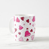 Valentijnsdag Liefje Rood Roze Harten Polka Dot Koffiemok (Voorkant links)