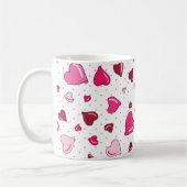 Valentijnsdag Liefje Rood Roze Harten Polka Dot Koffiemok (Links)