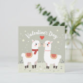 Valentijnsdag Lieflijke Llama's Valentijn Kaart (Staand voorkant)