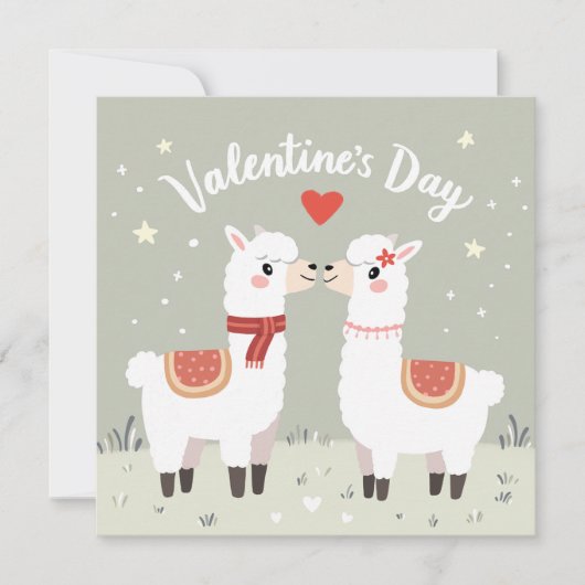 Valentijnsdag Lieflijke Llama's Valentijn Kaart (Voorkant)