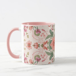 Valentijnsdag, Lieflijke Roze Bloemen Patroon Mok