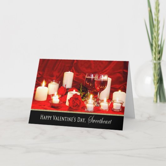 Valentijnsdag - Lieverd - Wijn en Rozen Feestdagen Kaart (Voorkant)