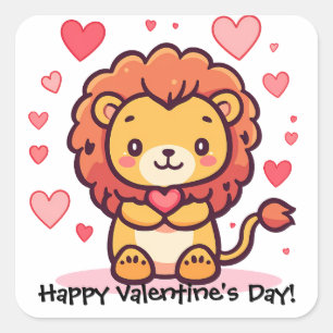 Valentijnsdag Lion gepersonaliseerd Vierkante Sticker