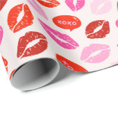 Valentijnsdag Lippen met tekst op crème Cadeaupapier (Rol Hoek)