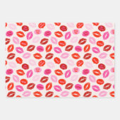 Valentijnsdag Lippen met tekst roze rood wit Inpakpapier Vel (Voorkant 2)