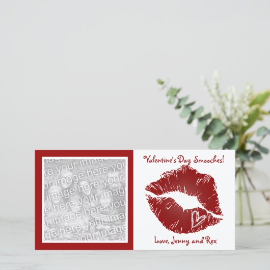 Valentijnsdag Lippen Zoenen Fotokaarten Feestdagenkaart (Staand voorkant)