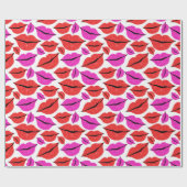 Valentijnsdag lippenpatroon cadeaupapier (Vlak)