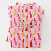 Valentijnsdag Lipsticks en Harten Inpakpapier Vel (In situ)