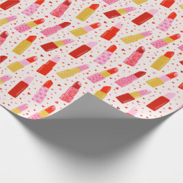 Valentijnsdag Lipsticks op crème Cadeaupapier