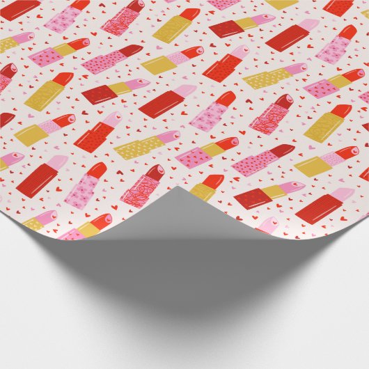 Valentijnsdag Lipsticks op crème Cadeaupapier (Hoek)