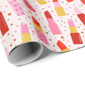 Valentijnsdag Lipsticks op crème Cadeaupapier (Rol Hoek)