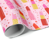 Valentijnsdag Lipsticks op lichtroze Cadeaupapier (Rol Hoek)