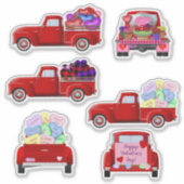 Valentijnsdag Little Red Trucks Stickers (Voorkant)