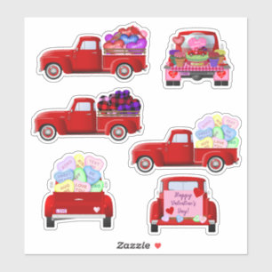 Valentijnsdag Little Red Trucks Stickers