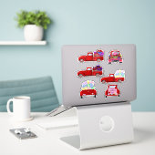 Valentijnsdag Little Red Trucks Stickers (Laptop op bureau)