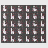 Valentijnsdag Llama Alpaca Hearts Girl Boy Kinder Cadeaupapier (Vlak)