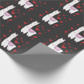 Valentijnsdag Llama Alpaca Hearts Girl Boy Kinder Cadeaupapier (Hoek)