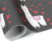 Valentijnsdag Llama Alpaca Hearts Girl Boy Kinder Cadeaupapier (Rol Hoek)